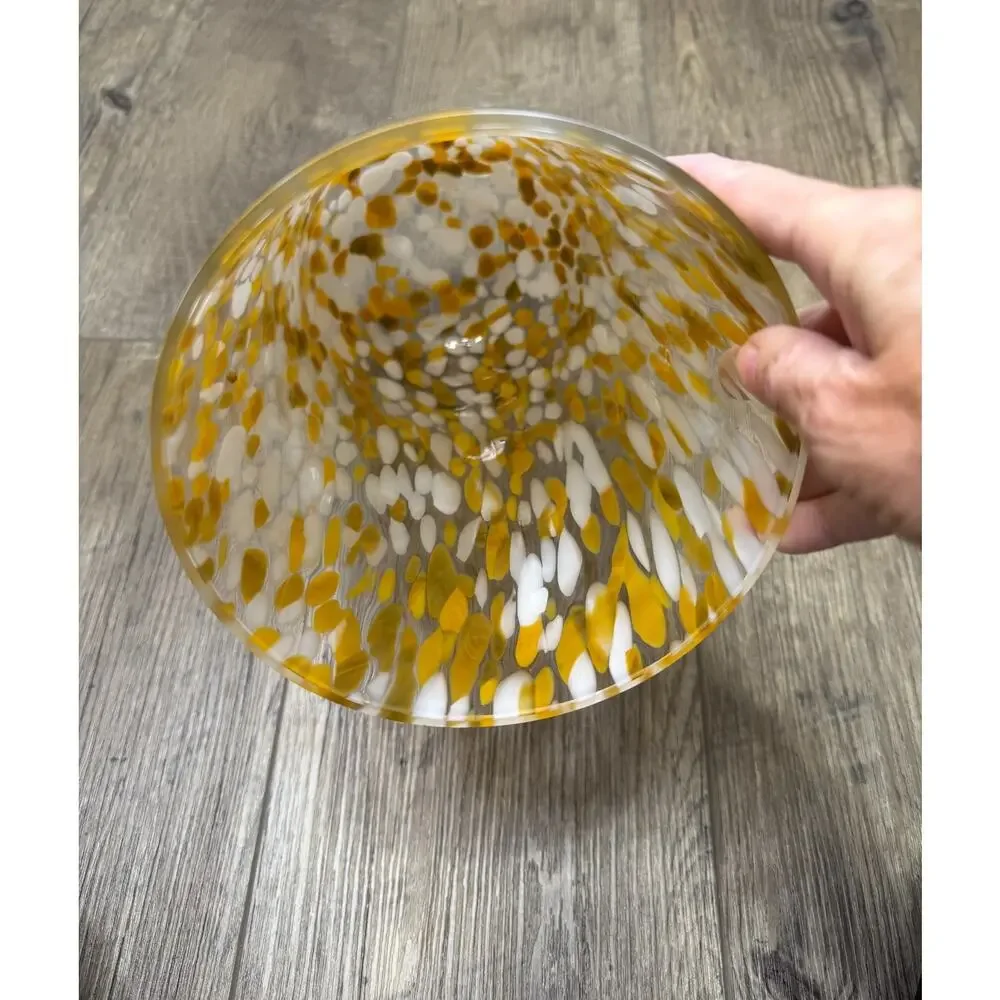 Hand Blown Murano Glass Vase Speckled Confetti Pattern Venetian Art Italy